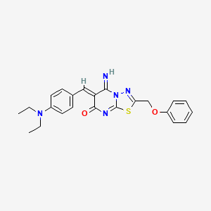 molecular formula C23H23N5O2S B15035666 (6Z)-6-[4-(diethylamino)benzylidene]-5-imino-2-(phenoxymethyl)-5,6-dihydro-7H-[1,3,4]thiadiazolo[3,2-a]pyrimidin-7-one 