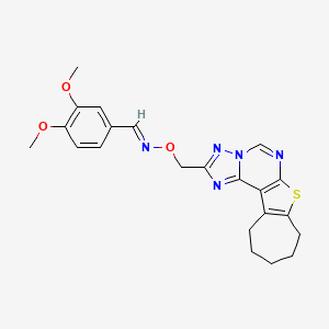 (E)-1-(3,4-dimethoxyphenyl)-N-(9,10,11,12-tetrahydro-8H-cyclohepta[4,5]thieno[3,2-e][1,2,4]triazolo[1,5-c]pyrimidin-2-ylmethoxy)methanimine