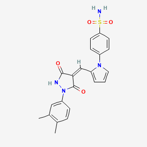 molecular formula C22H20N4O4S B15035681 4-(2-{(Z)-[1-(3,4-dimethylphenyl)-3,5-dioxopyrazolidin-4-ylidene]methyl}-1H-pyrrol-1-yl)benzenesulfonamide 