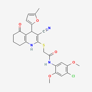 molecular formula C25H24ClN3O5S B15035702 N-(4-chloro-2,5-dimethoxyphenyl)-2-{[3-cyano-4-(5-methylfuran-2-yl)-5-oxo-1,4,5,6,7,8-hexahydroquinolin-2-yl]sulfanyl}acetamide 