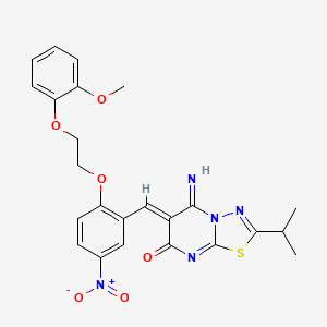 (6Z)-5-imino-6-{2-[2-(2-methoxyphenoxy)ethoxy]-5-nitrobenzylidene}-2-(propan-2-yl)-5,6-dihydro-7H-[1,3,4]thiadiazolo[3,2-a]pyrimidin-7-one