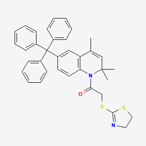 molecular formula C36H34N2OS2 B15035715 2-(4,5-dihydro-1,3-thiazol-2-ylsulfanyl)-1-(2,2,4-trimethyl-6-tritylquinolin-1(2H)-yl)ethanone 