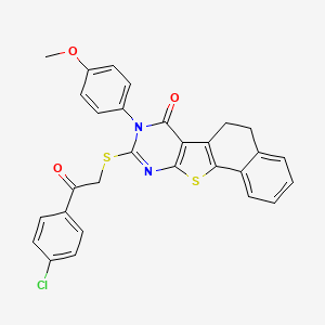 14-[2-(4-chlorophenyl)-2-oxoethyl]sulfanyl-13-(4-methoxyphenyl)-17-thia-13,15-diazatetracyclo[8.7.0.02,7.011,16]heptadeca-1(10),2,4,6,11(16),14-hexaen-12-one