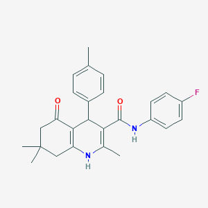 molecular formula C26H27FN2O2 B15035803 N-(4-fluorophenyl)-2,7,7-trimethyl-4-(4-methylphenyl)-5-oxo-1,4,5,6,7,8-hexahydro-3-quinolinecarboxamide 