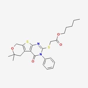 pentyl 2-[(12,12-dimethyl-3-oxo-4-phenyl-11-oxa-8-thia-4,6-diazatricyclo[7.4.0.02,7]trideca-1(9),2(7),5-trien-5-yl)sulfanyl]acetate