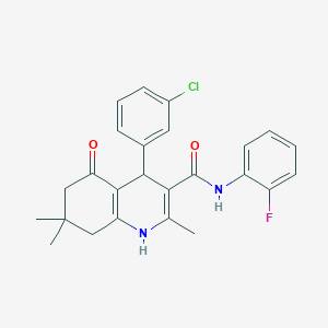 molecular formula C25H24ClFN2O2 B15035883 4-(3-Chlorophenyl)-N-(2-fluorophenyl)-2,7,7-trimethyl-5-oxo-1,4,5,6,7,8-hexahydro-3-quinolinecarboxamide 