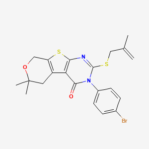 molecular formula C21H21BrN2O2S2 B15035954 4-(4-bromophenyl)-12,12-dimethyl-5-(2-methylprop-2-enylsulfanyl)-11-oxa-8-thia-4,6-diazatricyclo[7.4.0.02,7]trideca-1(9),2(7),5-trien-3-one 