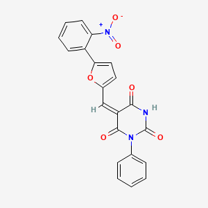 (5E)-5-{[5-(2-Nitrophenyl)furan-2-YL]methylidene}-1-phenyl-1,3-diazinane-2,4,6-trione