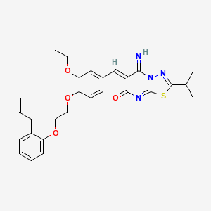 (6Z)-6-(3-ethoxy-4-{2-[2-(prop-2-en-1-yl)phenoxy]ethoxy}benzylidene)-5-imino-2-(propan-2-yl)-5,6-dihydro-7H-[1,3,4]thiadiazolo[3,2-a]pyrimidin-7-one