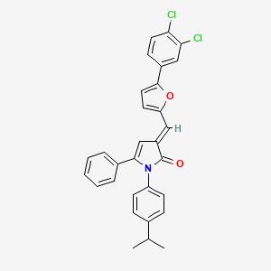 (3E)-3-{[5-(3,4-dichlorophenyl)furan-2-yl]methylidene}-5-phenyl-1-[4-(propan-2-yl)phenyl]-1,3-dihydro-2H-pyrrol-2-one