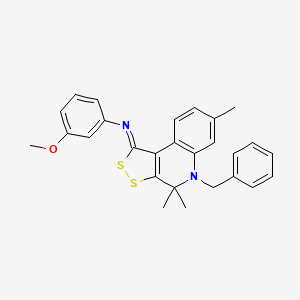 N-[(1Z)-5-benzyl-4,4,7-trimethyl-4,5-dihydro-1H-[1,2]dithiolo[3,4-c]quinolin-1-ylidene]-3-methoxyaniline