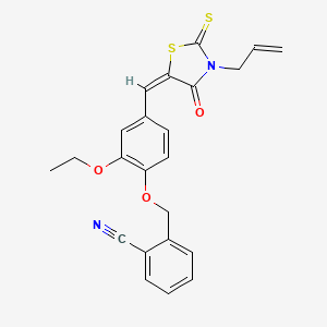 2-[(2-ethoxy-4-{(E)-[4-oxo-3-(prop-2-en-1-yl)-2-thioxo-1,3-thiazolidin-5-ylidene]methyl}phenoxy)methyl]benzonitrile