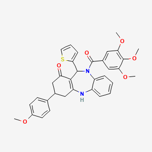 molecular formula C34H32N2O6S B15036077 3-(4-methoxyphenyl)-11-(thiophen-2-yl)-10-[(3,4,5-trimethoxyphenyl)carbonyl]-2,3,4,5,10,11-hexahydro-1H-dibenzo[b,e][1,4]diazepin-1-one 