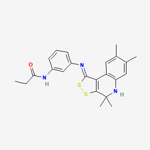 molecular formula C23H25N3OS2 B15036095 N-(3-{[(1Z)-4,4,7,8-tetramethyl-4,5-dihydro-1H-[1,2]dithiolo[3,4-c]quinolin-1-ylidene]amino}phenyl)propanamide 