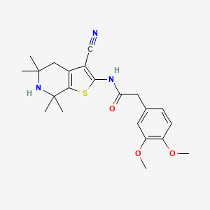 N-(3-cyano-5,5,7,7-tetramethyl-4,5,6,7-tetrahydrothieno[2,3-c]pyridin-2-yl)-2-(3,4-dimethoxyphenyl)acetamide