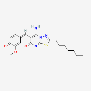 (6Z)-6-(3-ethoxy-4-hydroxybenzylidene)-2-heptyl-5-imino-5,6-dihydro-7H-[1,3,4]thiadiazolo[3,2-a]pyrimidin-7-one