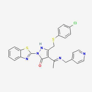 (4Z)-2-(1,3-benzothiazol-2-yl)-5-{[(4-chlorophenyl)sulfanyl]methyl}-4-{1-[(pyridin-4-ylmethyl)amino]ethylidene}-2,4-dihydro-3H-pyrazol-3-one