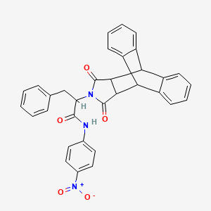 2-(16,18-dioxo-17-azapentacyclo[6.6.5.0~2,7~.0~9,14~.0~15,19~]nonadeca-2,4,6,9,11,13-hexaen-17-yl)-N-(4-nitrophenyl)-3-phenylpropanamide (non-preferred name)