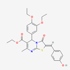 ethyl (2Z)-5-(3,4-diethoxyphenyl)-2-(4-hydroxybenzylidene)-7-methyl-3-oxo-2,3-dihydro-5H-[1,3]thiazolo[3,2-a]pyrimidine-6-carboxylate