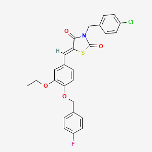 molecular formula C26H21ClFNO4S B15036287 (5Z)-3-(4-chlorobenzyl)-5-{3-ethoxy-4-[(4-fluorobenzyl)oxy]benzylidene}-1,3-thiazolidine-2,4-dione 