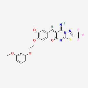 (6Z)-5-imino-6-{3-methoxy-4-[2-(3-methoxyphenoxy)ethoxy]benzylidene}-2-(trifluoromethyl)-5,6-dihydro-7H-[1,3,4]thiadiazolo[3,2-a]pyrimidin-7-one