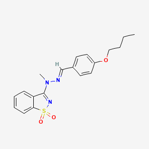 molecular formula C19H21N3O3S B15036385 3-[(2E)-2-(4-butoxybenzylidene)-1-methylhydrazinyl]-1,2-benzothiazole 1,1-dioxide 