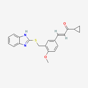 molecular formula C21H20N2O2S B15036476 (2E)-3-{3-[(1H-benzimidazol-2-ylsulfanyl)methyl]-4-methoxyphenyl}-1-cyclopropylprop-2-en-1-one 