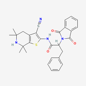 N-(3-cyano-5,5,7,7-tetramethyl-4,5,6,7-tetrahydrothieno[2,3-c]pyridin-2-yl)-2-(1,3-dioxo-1,3-dihydro-2H-isoindol-2-yl)-3-phenylpropanamide