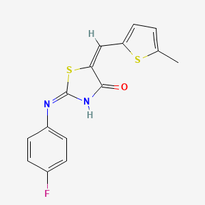 (5E)-2-(4-fluoroanilino)-5-[(5-methylthiophen-2-yl)methylidene]-1,3-thiazol-4-one