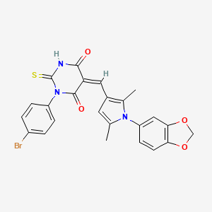 (5Z)-5-{[1-(1,3-benzodioxol-5-yl)-2,5-dimethyl-1H-pyrrol-3-yl]methylidene}-1-(4-bromophenyl)-2-thioxodihydropyrimidine-4,6(1H,5H)-dione