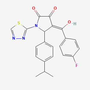 molecular formula C22H18FN3O3S B15036643 4-(4-fluorobenzoyl)-3-hydroxy-5-(4-isopropylphenyl)-1-(1,3,4-thiadiazol-2-yl)-1,5-dihydro-2H-pyrrol-2-one 