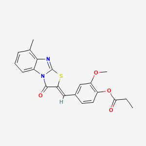 2-methoxy-4-[(Z)-(8-methyl-3-oxo[1,3]thiazolo[3,2-a]benzimidazol-2(3H)-ylidene)methyl]phenyl propanoate