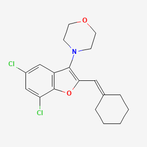 molecular formula C19H21Cl2NO2 B15036723 4-[5,7-Dichloro-2-(cyclohexylidenemethyl)-1-benzofuran-3-yl]morpholine 