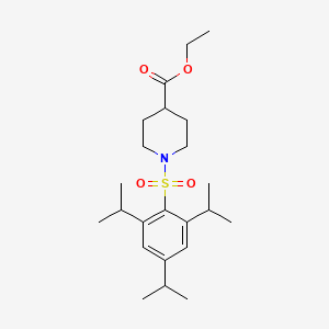 molecular formula C23H37NO4S B15036732 Ethyl 1-{[2,4,6-tri(propan-2-yl)phenyl]sulfonyl}piperidine-4-carboxylate 