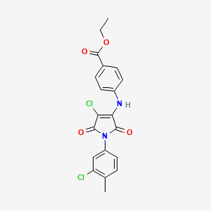 molecular formula C20H16Cl2N2O4 B15036771 ethyl 4-{[4-chloro-1-(3-chloro-4-methylphenyl)-2,5-dioxo-2,5-dihydro-1H-pyrrol-3-yl]amino}benzoate 