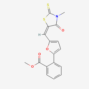 molecular formula C17H13NO4S2 B15036820 methyl 2-{5-[(E)-(3-methyl-4-oxo-2-thioxo-1,3-thiazolidin-5-ylidene)methyl]furan-2-yl}benzoate 