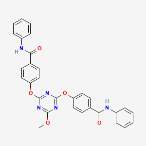 4-({4-Methoxy-6-[4-(phenylcarbamoyl)phenoxy]-1,3,5-triazin-2-YL}oxy)-N-phenylbenzamide