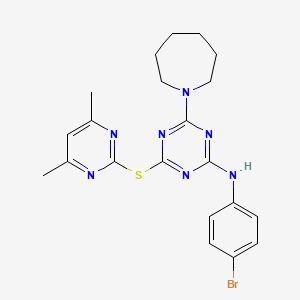 4-(azepan-1-yl)-N-(4-bromophenyl)-6-[(4,6-dimethylpyrimidin-2-yl)sulfanyl]-1,3,5-triazin-2-amine