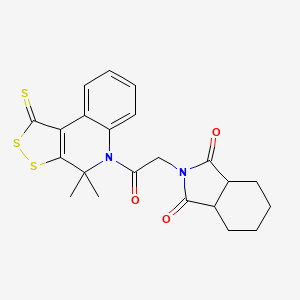 molecular formula C22H22N2O3S3 B15036853 2-[2-(4,4-dimethyl-1-thioxo-1,4-dihydro-5H-[1,2]dithiolo[3,4-c]quinolin-5-yl)-2-oxoethyl]hexahydro-1H-isoindole-1,3(2H)-dione 