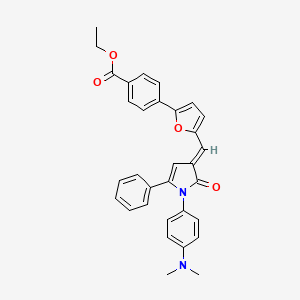 molecular formula C32H28N2O4 B15036862 ethyl 4-{5-[(E)-{1-[4-(dimethylamino)phenyl]-2-oxo-5-phenyl-1,2-dihydro-3H-pyrrol-3-ylidene}methyl]furan-2-yl}benzoate 