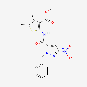 molecular formula C19H18N4O5S B15036878 methyl 2-{[(1-benzyl-3-nitro-1H-pyrazol-5-yl)carbonyl]amino}-4,5-dimethylthiophene-3-carboxylate 