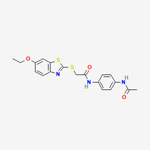 molecular formula C19H19N3O3S2 B15036949 N-(4-acetamidophenyl)-2-[(6-ethoxy-1,3-benzothiazol-2-yl)sulfanyl]acetamide 