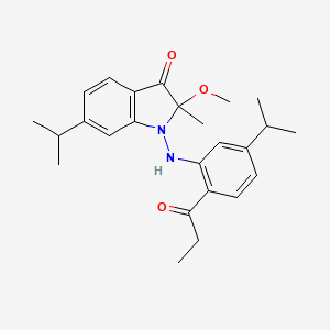 2-Methoxy-2-methyl-6-(propan-2-YL)-1-{[5-(propan-2-YL)-2-propanoylphenyl]amino}-2,3-dihydro-1H-indol-3-one