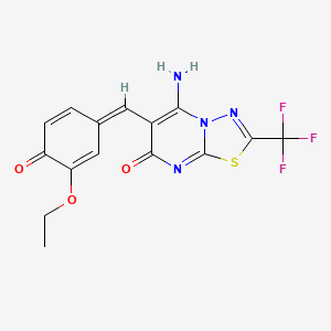 5-amino-6-[(Z)-(3-ethoxy-4-oxocyclohexa-2,5-dien-1-ylidene)methyl]-2-(trifluoromethyl)-[1,3,4]thiadiazolo[3,2-a]pyrimidin-7-one