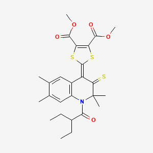 dimethyl 2-[1-(2-ethylbutanoyl)-2,2,6,7-tetramethyl-3-thioxo-2,3-dihydroquinolin-4(1H)-ylidene]-1,3-dithiole-4,5-dicarboxylate