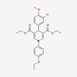 molecular formula C26H28BrNO6 B15037073 Diethyl 4-(3-bromo-4-methoxyphenyl)-1-(4-ethoxyphenyl)-1,4-dihydropyridine-3,5-dicarboxylate 