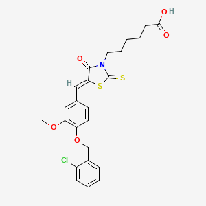 6-((5Z)-5-{4-[(2-chlorobenzyl)oxy]-3-methoxybenzylidene}-4-oxo-2-thioxo-1,3-thiazolidin-3-yl)hexanoic acid