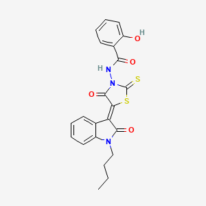 N-[(5Z)-5-(1-butyl-2-oxo-1,2-dihydro-3H-indol-3-ylidene)-4-oxo-2-thioxo-1,3-thiazolidin-3-yl]-2-hydroxybenzamide