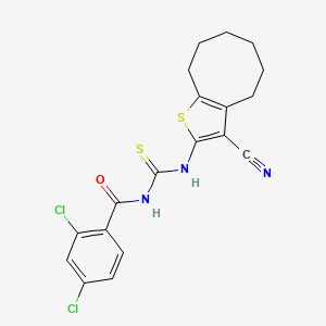 2,4-dichloro-N-[(3-cyano-4,5,6,7,8,9-hexahydrocycloocta[b]thiophen-2-yl)carbamothioyl]benzamide