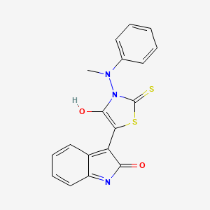 (3E)-3-{3-[methyl(phenyl)amino]-4-oxo-2-thioxo-1,3-thiazolidin-5-ylidene}-1,3-dihydro-2H-indol-2-one